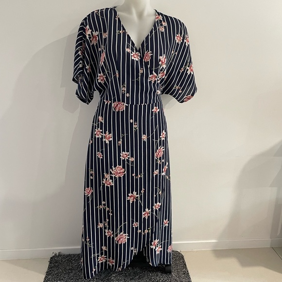Ally Fashion Dresses & Skirts - Ally Wrap Floral Maxi Stripe Dress
